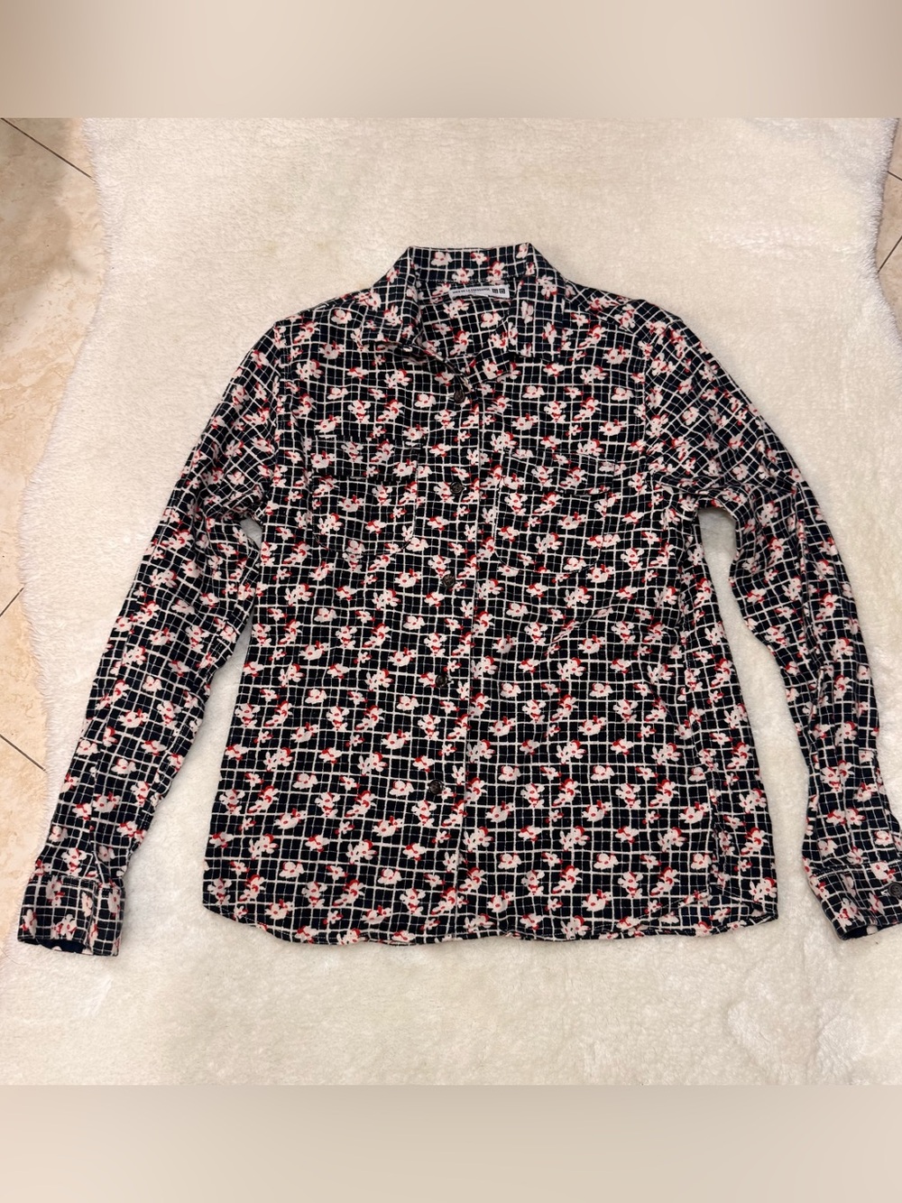 Ines De La Fressange Paris x Uniqlo Floral Flannel button down Women’s  Size M